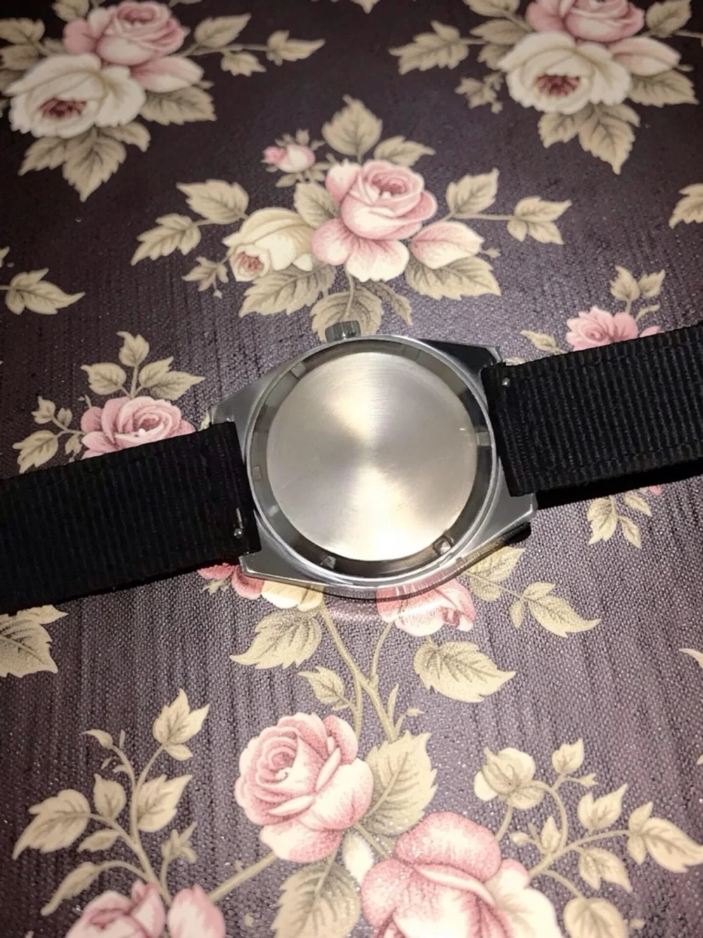Rare Wind Up ESETKOR Stainless Black Dial Micro Diamonds Watch Black Strap